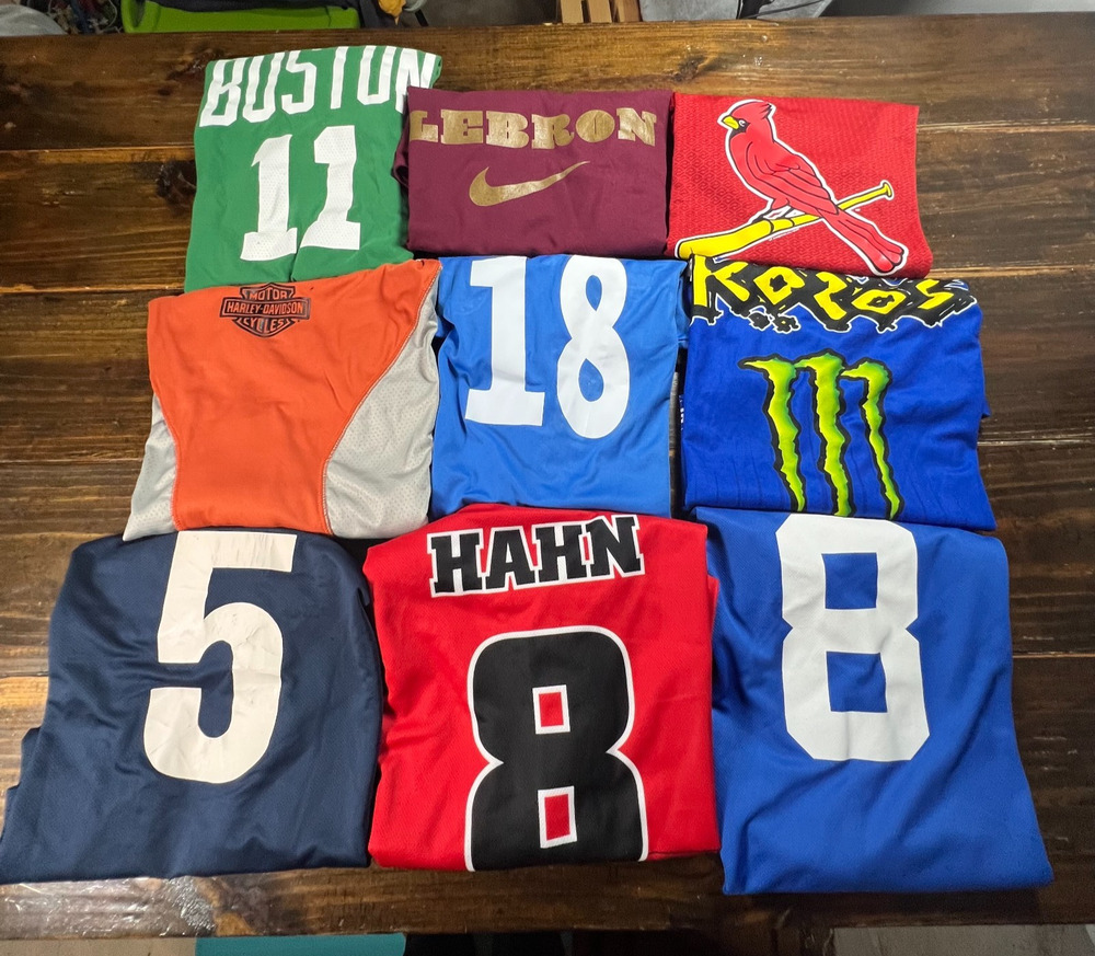 Lot of 9 Men's Size M Jerseys Vintage Modern Various Brands Graphic Styles